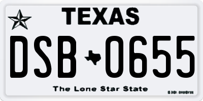 TX license plate DSB0655