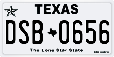 TX license plate DSB0656