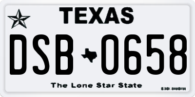 TX license plate DSB0658