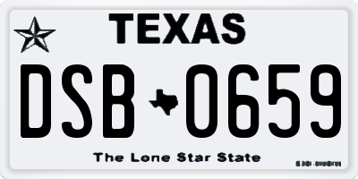 TX license plate DSB0659