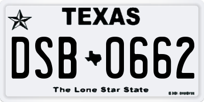TX license plate DSB0662