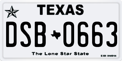 TX license plate DSB0663
