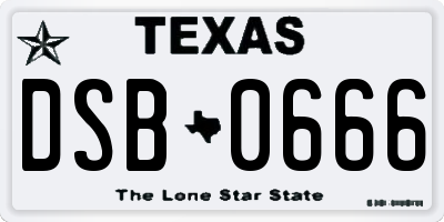 TX license plate DSB0666