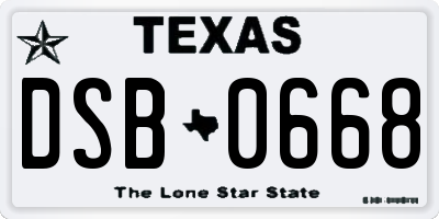 TX license plate DSB0668