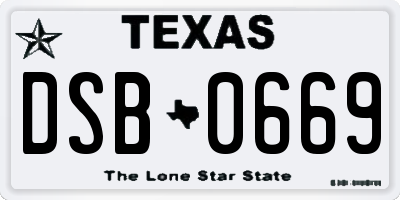 TX license plate DSB0669