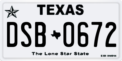 TX license plate DSB0672