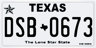 TX license plate DSB0673