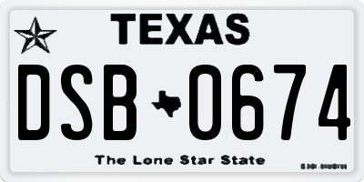 TX license plate DSB0674