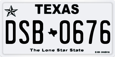 TX license plate DSB0676