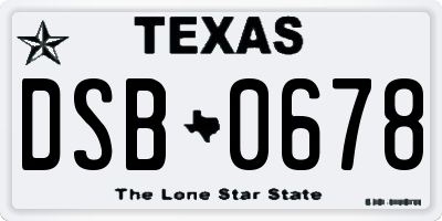 TX license plate DSB0678