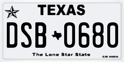 TX license plate DSB0680