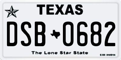 TX license plate DSB0682
