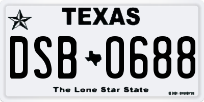 TX license plate DSB0688