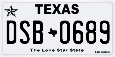 TX license plate DSB0689