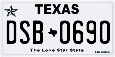 TX license plate DSB0690