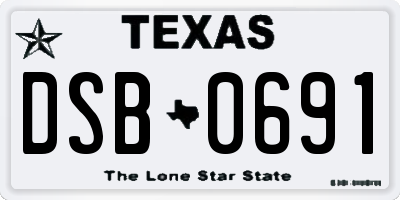TX license plate DSB0691