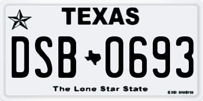 TX license plate DSB0693