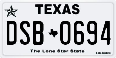 TX license plate DSB0694