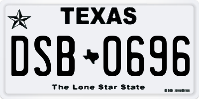 TX license plate DSB0696
