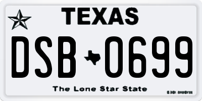 TX license plate DSB0699