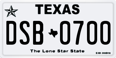 TX license plate DSB0700