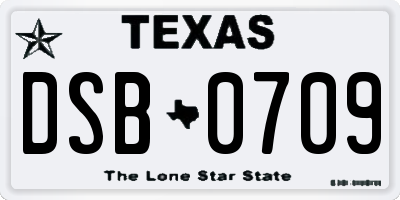 TX license plate DSB0709