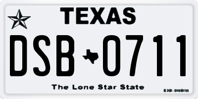 TX license plate DSB0711
