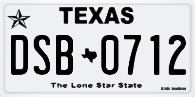 TX license plate DSB0712