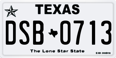 TX license plate DSB0713