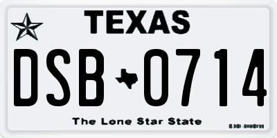 TX license plate DSB0714