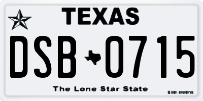 TX license plate DSB0715