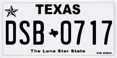 TX license plate DSB0717
