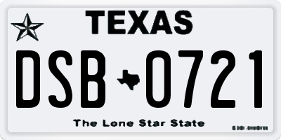 TX license plate DSB0721