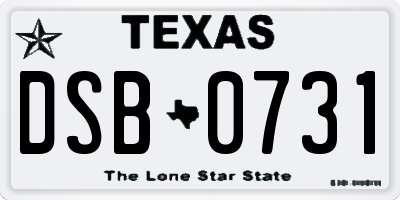 TX license plate DSB0731