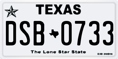 TX license plate DSB0733