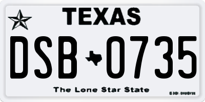 TX license plate DSB0735