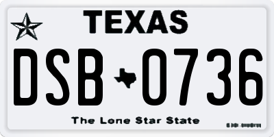 TX license plate DSB0736