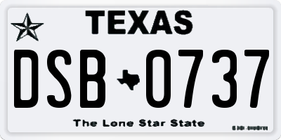 TX license plate DSB0737