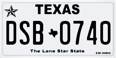 TX license plate DSB0740