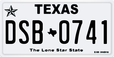 TX license plate DSB0741
