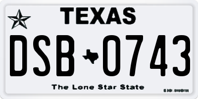 TX license plate DSB0743