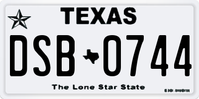 TX license plate DSB0744