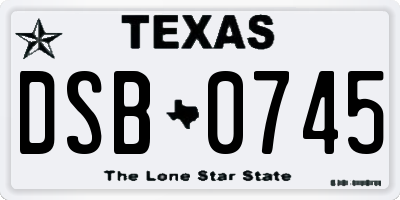 TX license plate DSB0745