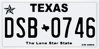 TX license plate DSB0746