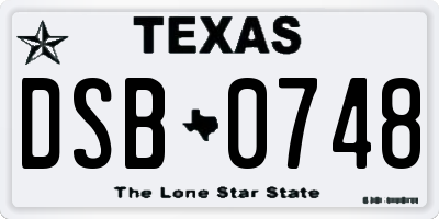 TX license plate DSB0748