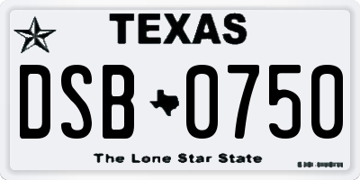 TX license plate DSB0750