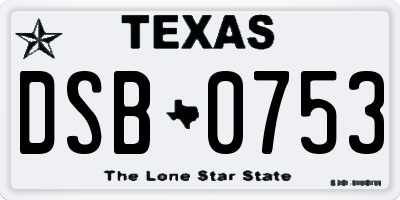 TX license plate DSB0753