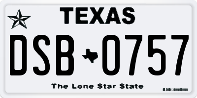 TX license plate DSB0757