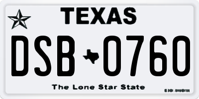 TX license plate DSB0760