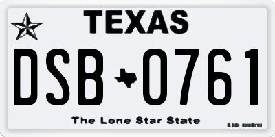 TX license plate DSB0761